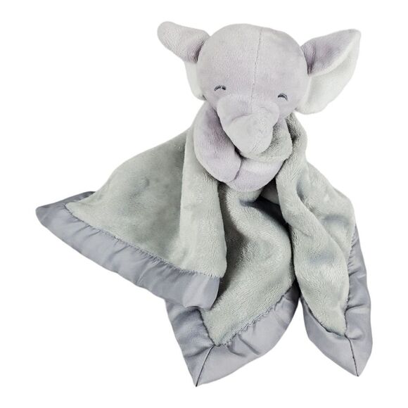 Carter’s Elephant Grey Security Blanket Lovey Baby Plush Toy Satin Back 14x14 - Picture 9 of 9